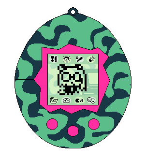 Art by Us Pixel art of Kay inside a Tamagotchi